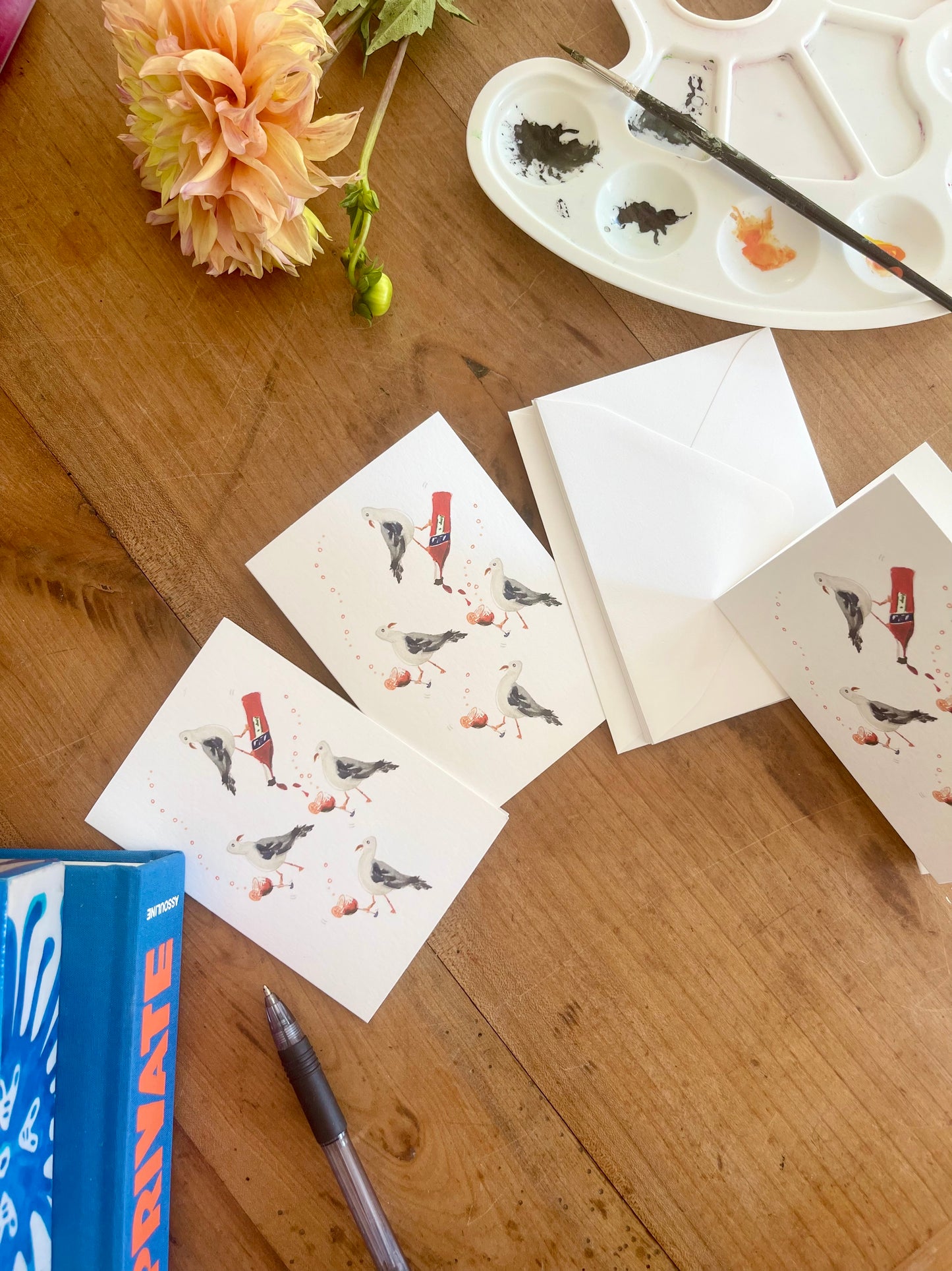 Party Seagull Notecards w Blank Envelopes (S/6)