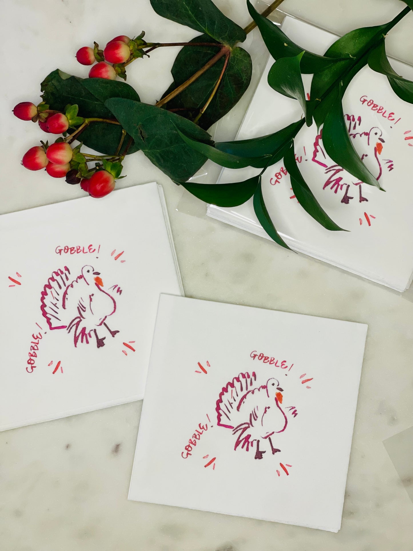 Plum Turkey Paper Cocktail Napkins (S/12)