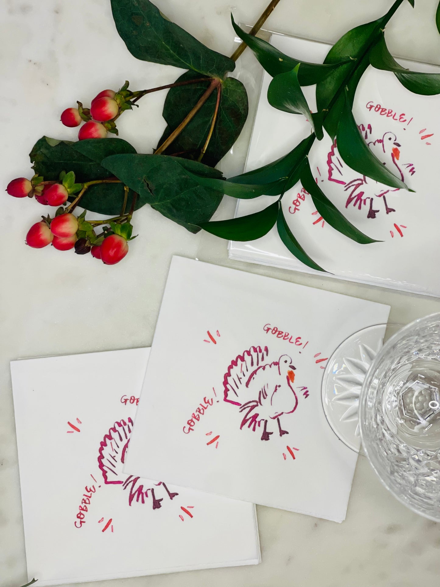 Plum Turkey Paper Cocktail Napkins (S/12)