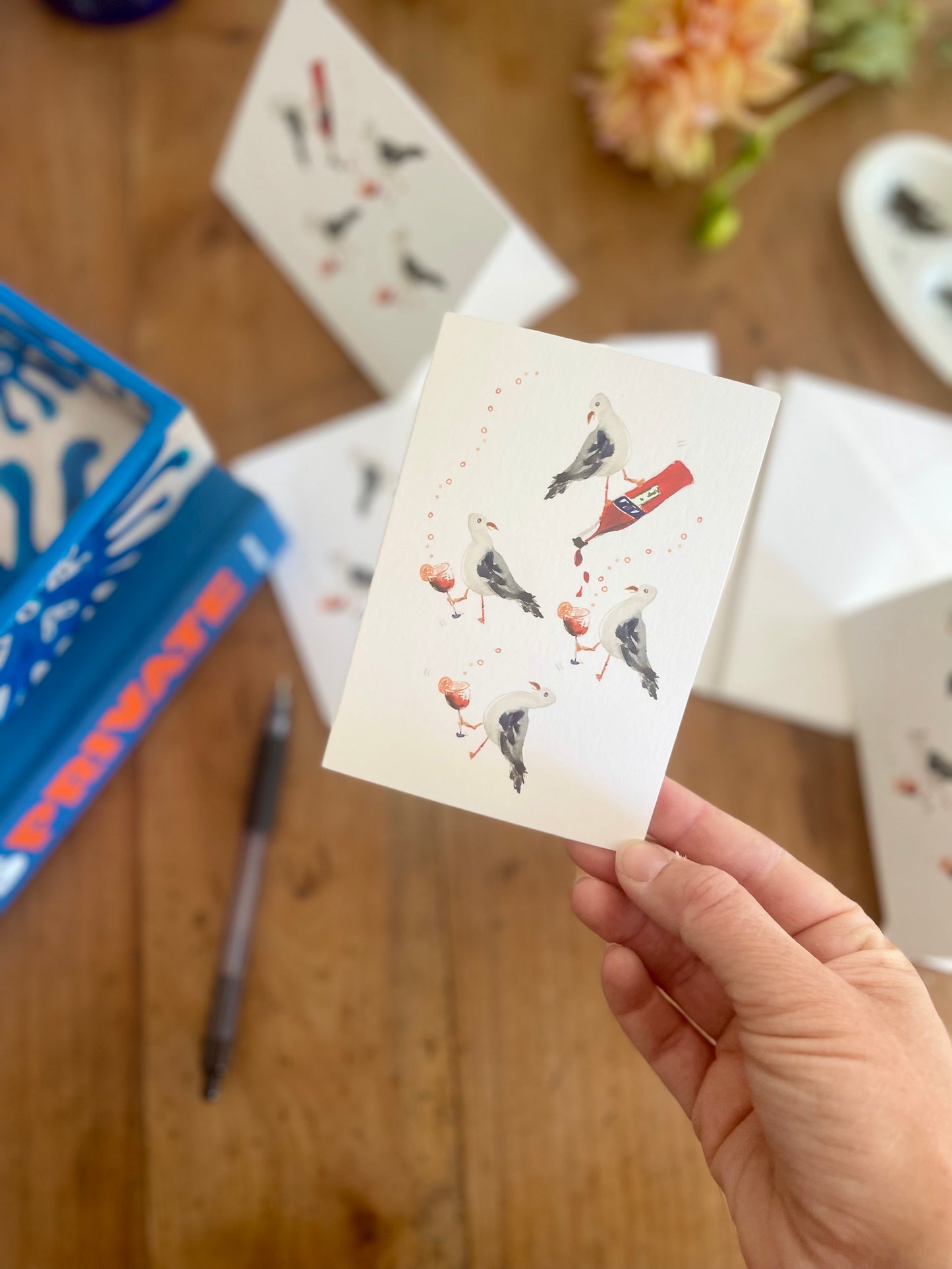 Party Seagull Notecards w Blank Envelopes (S/6)