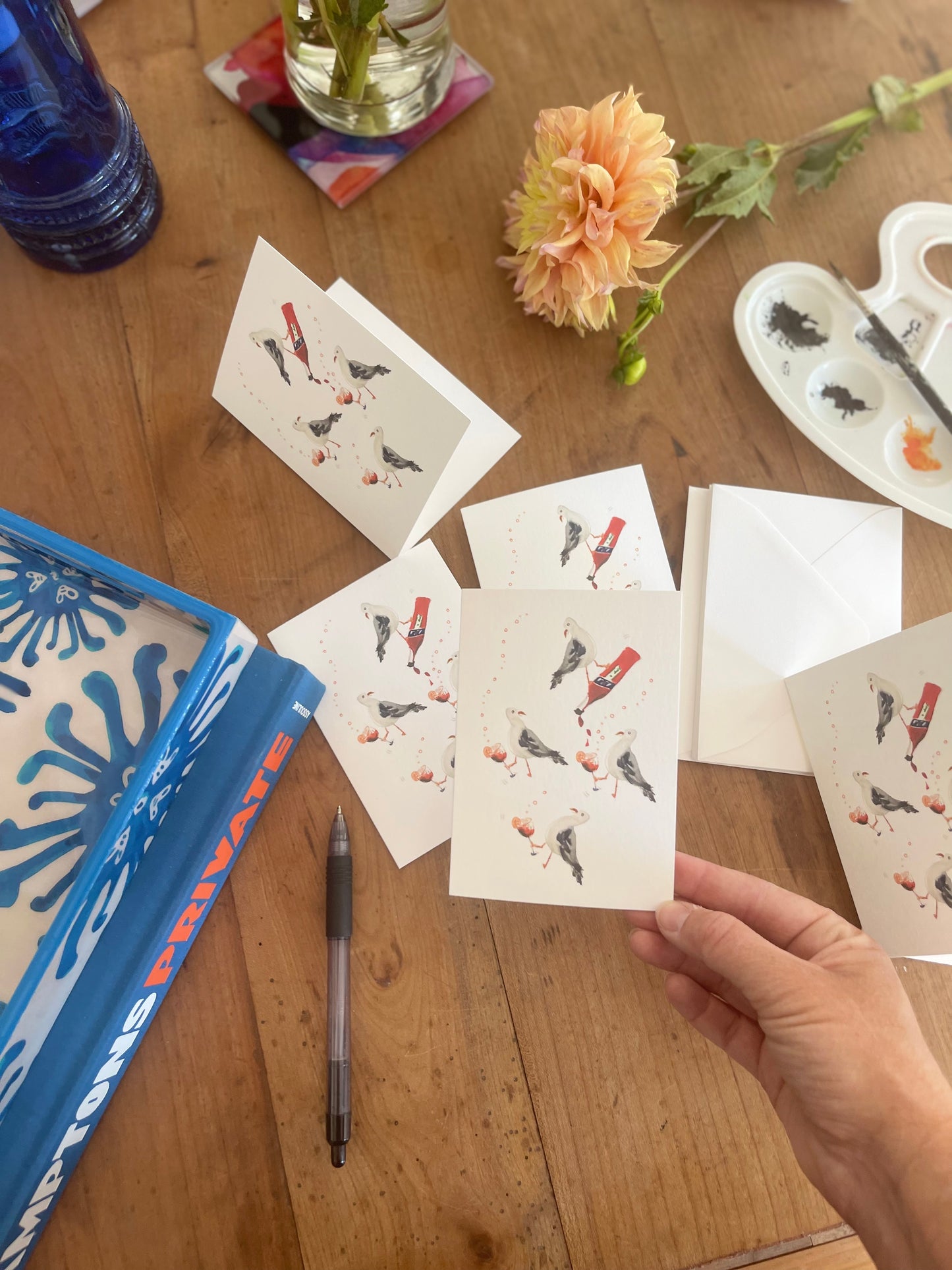 Party Seagull Notecards w Blank Envelopes (S/6)