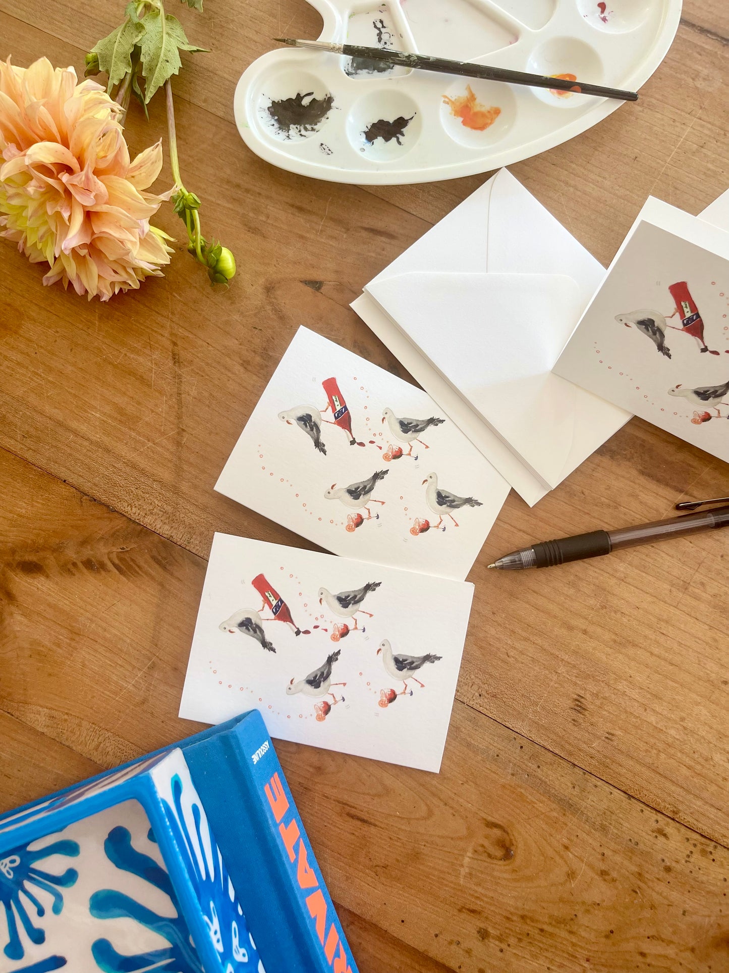 Party Seagull Notecards w Blank Envelopes (S/6)