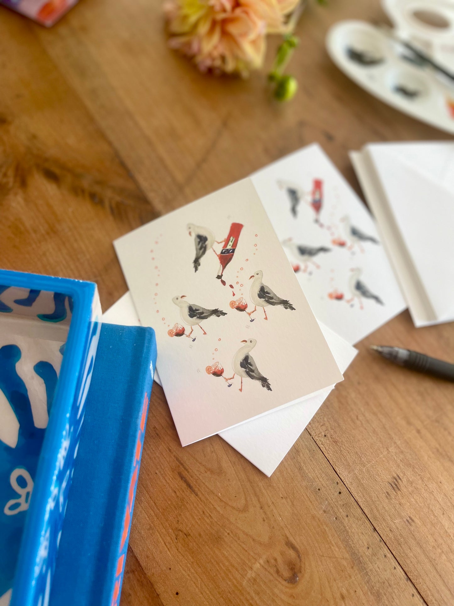 Party Seagull Notecards w Blank Envelopes (S/6)