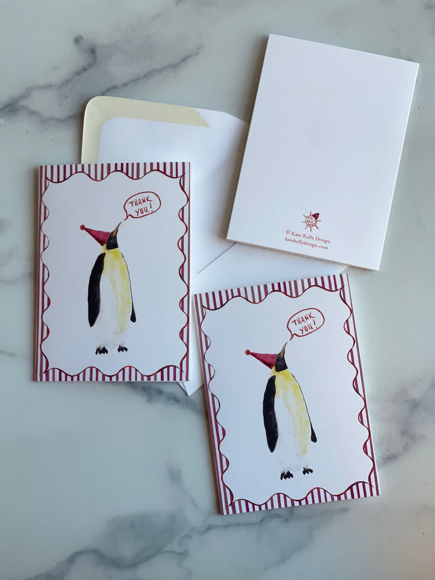 Party Penguin Thank You Notecards w Blank Envelopes (S/8)