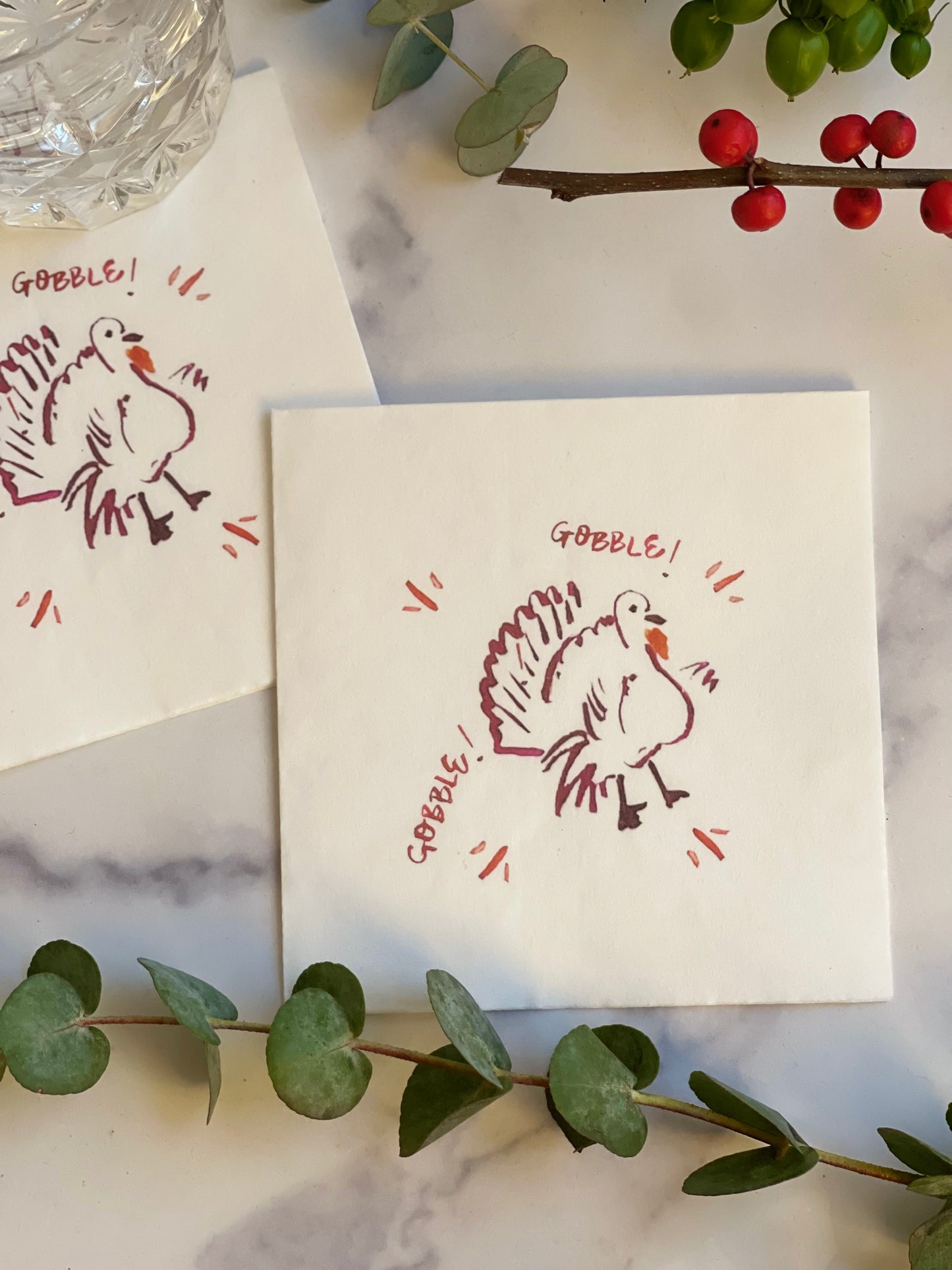 Plum Turkey Paper Cocktail Napkins (S/12)