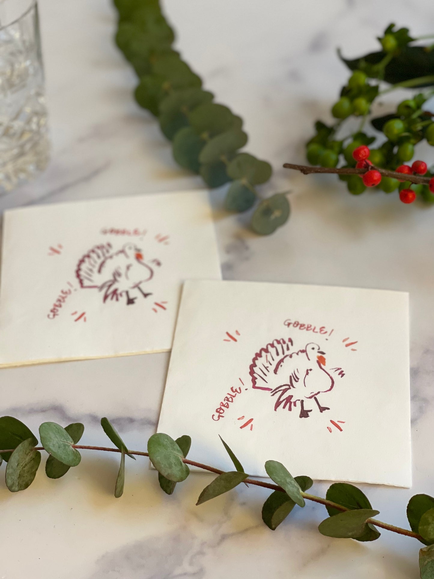 Plum Turkey Paper Cocktail Napkins (S/12)