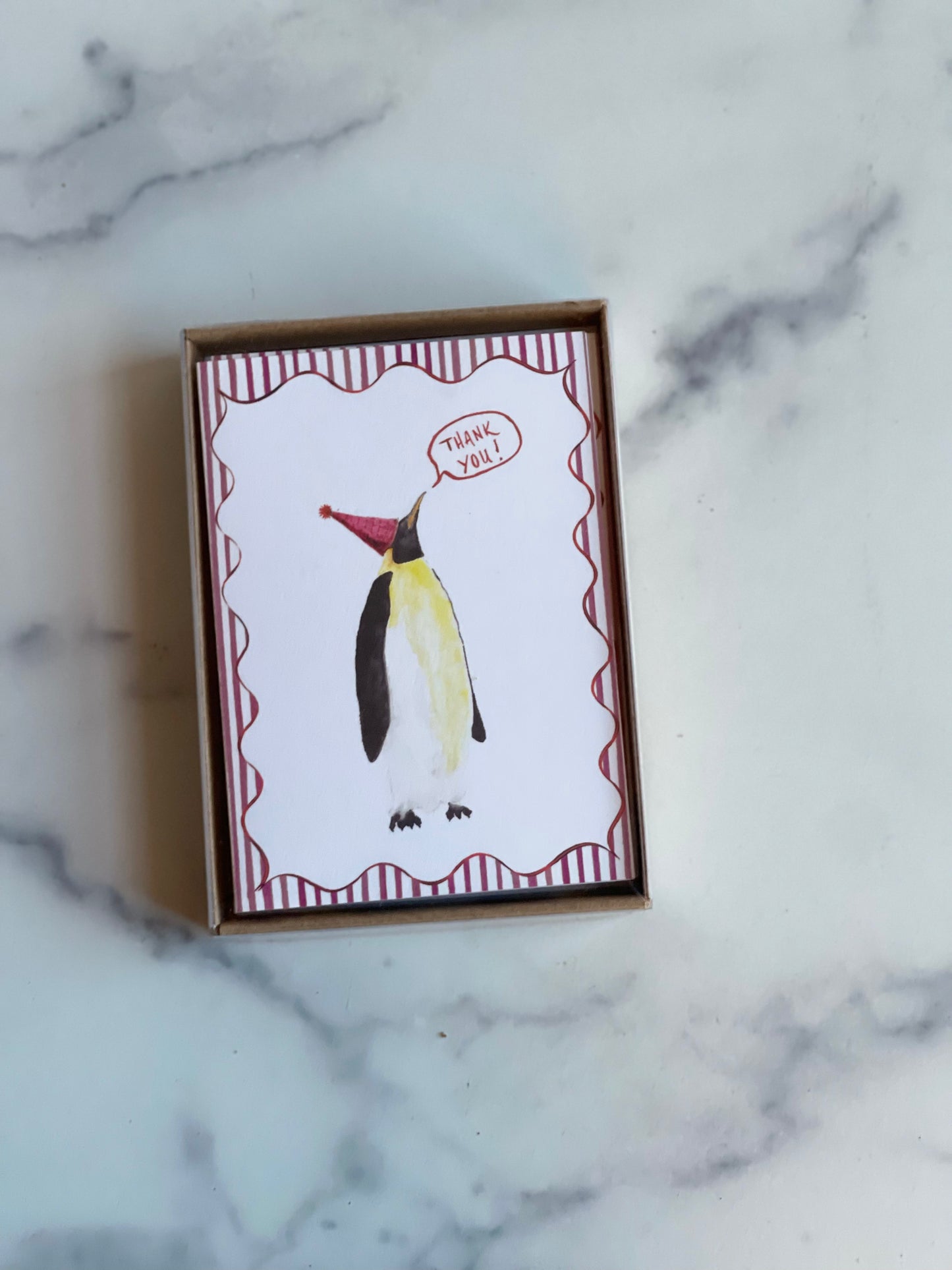 Party Penguin Thank You Notecards w Blank Envelopes (S/8)