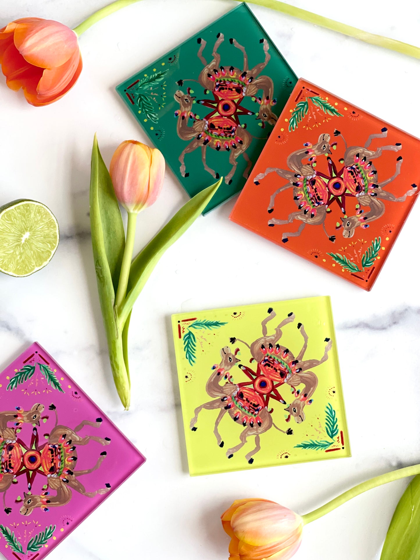 Orange Camel Coaster Set (S/4)
