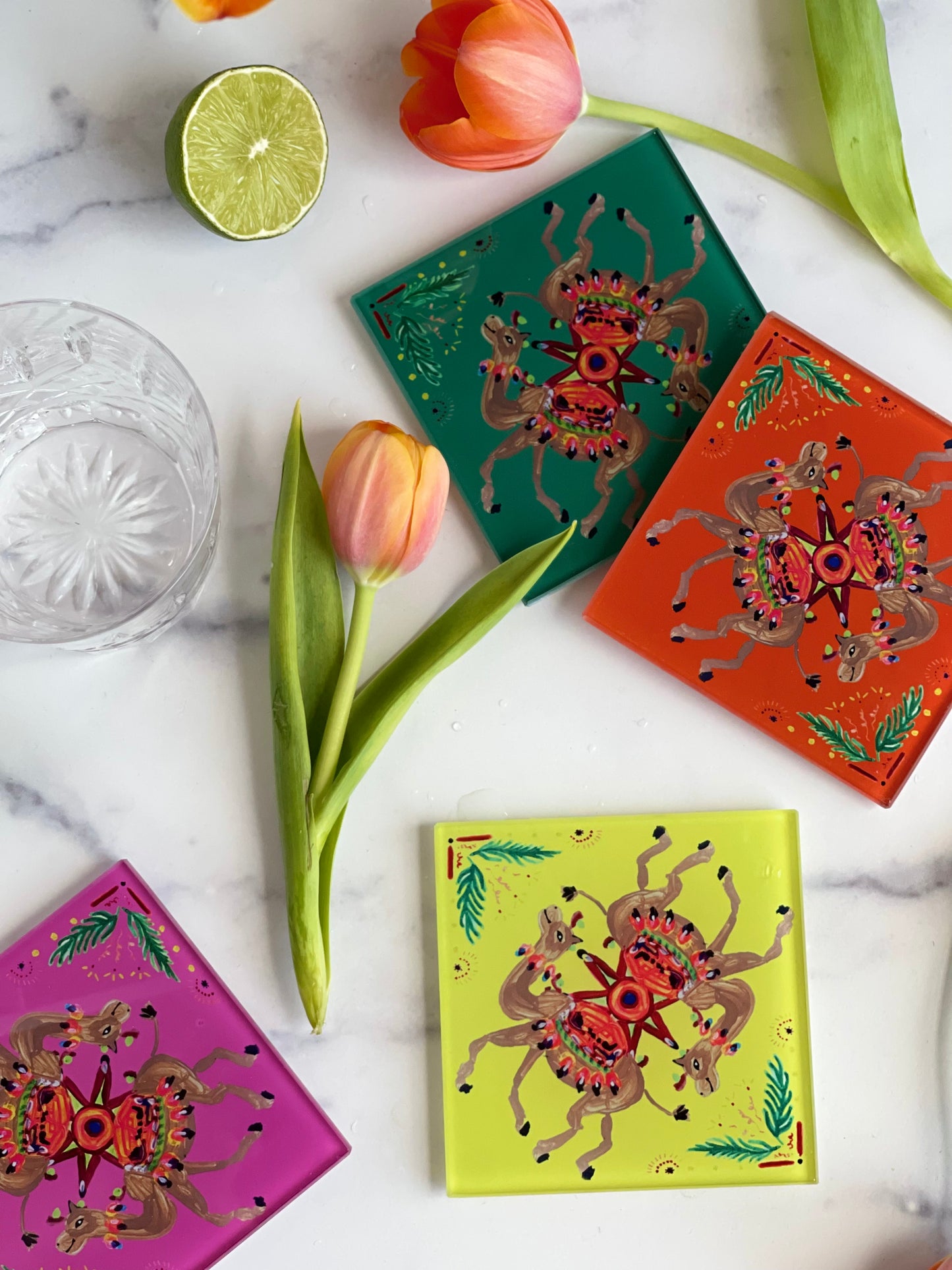 Yellow Camel Coaster Set (S/4)