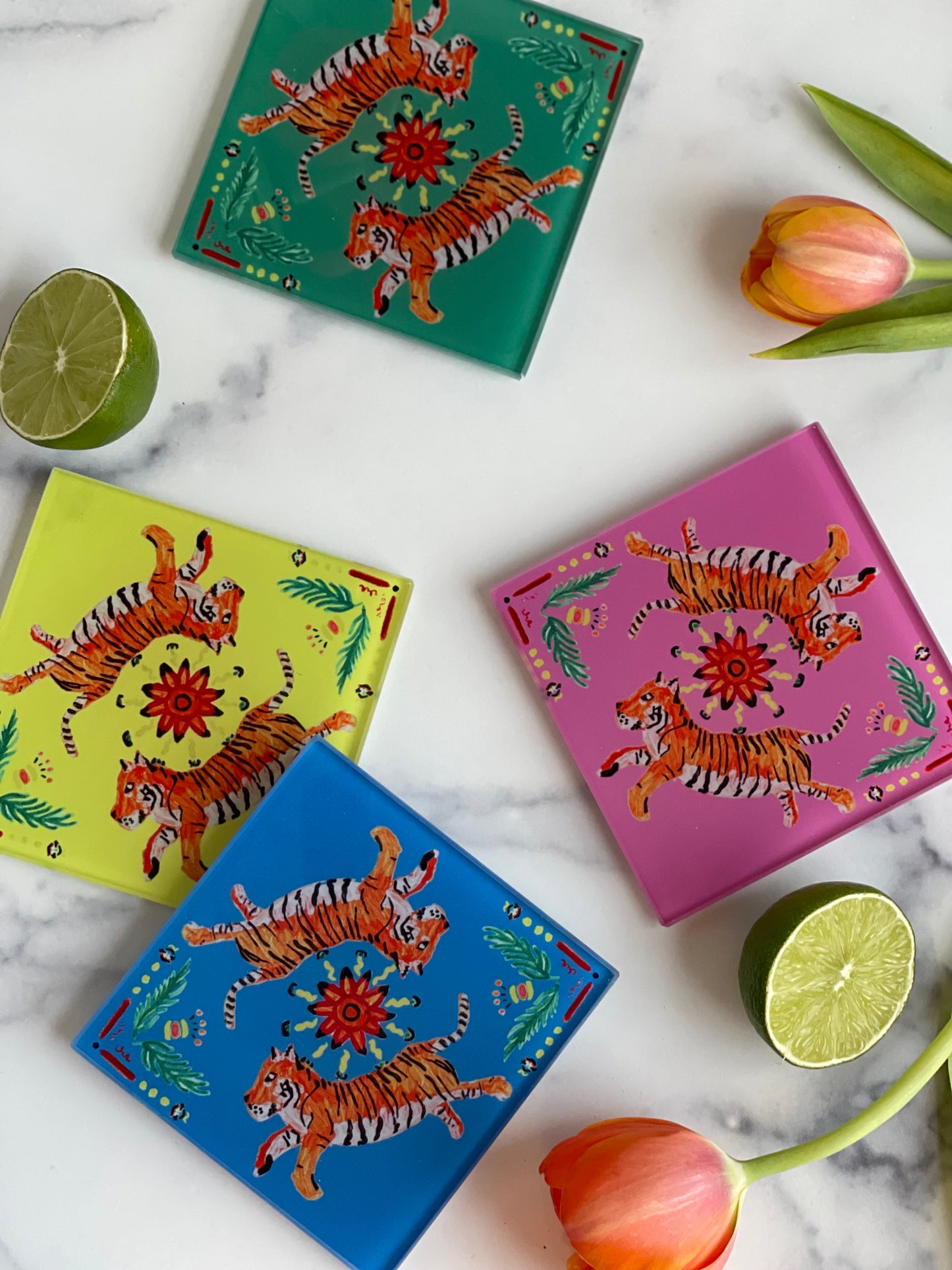 Pink Tiger Coaster Set (S/4)