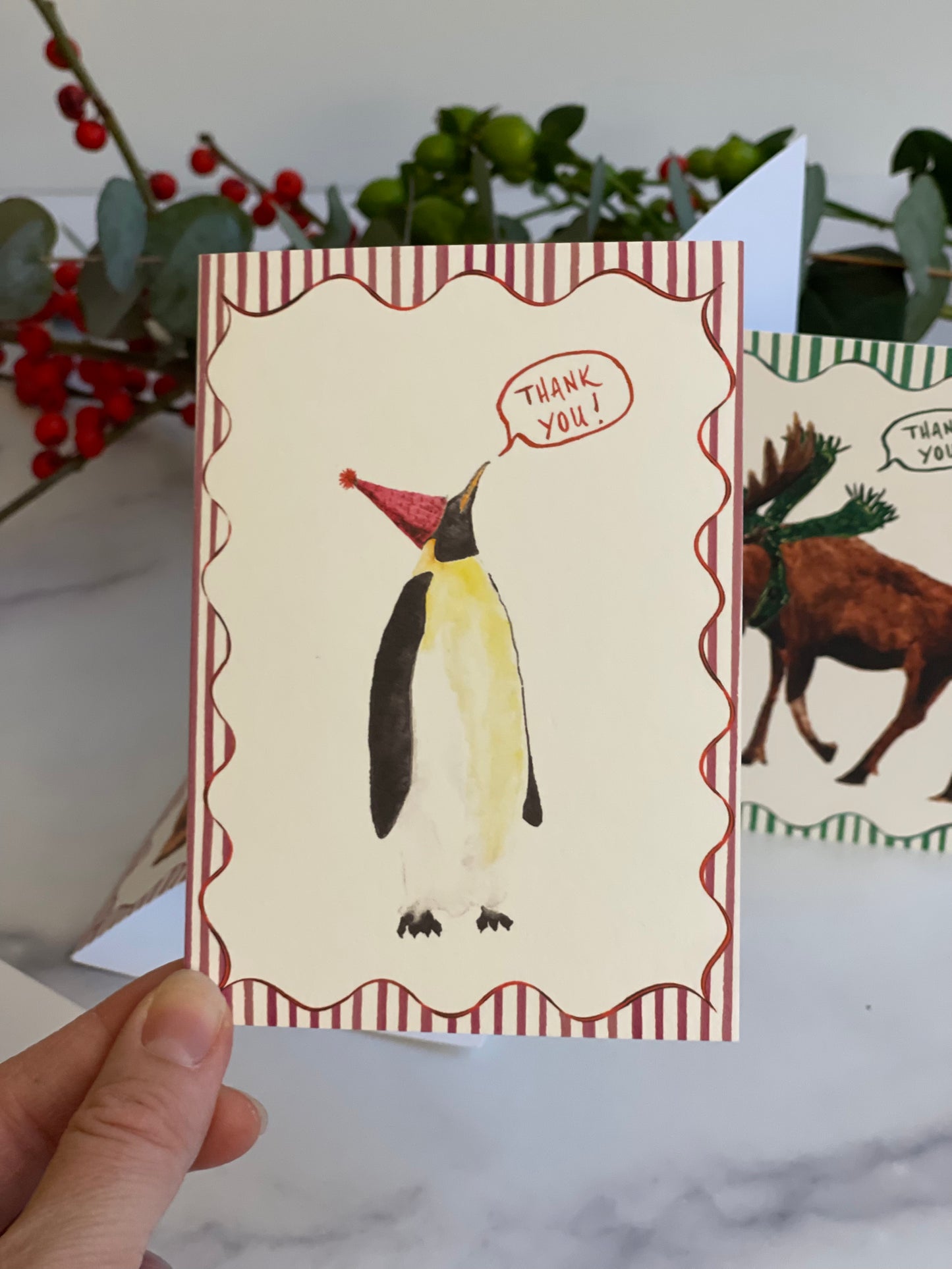 Party Penguin Thank You Notecards w Blank Envelopes (S/8)