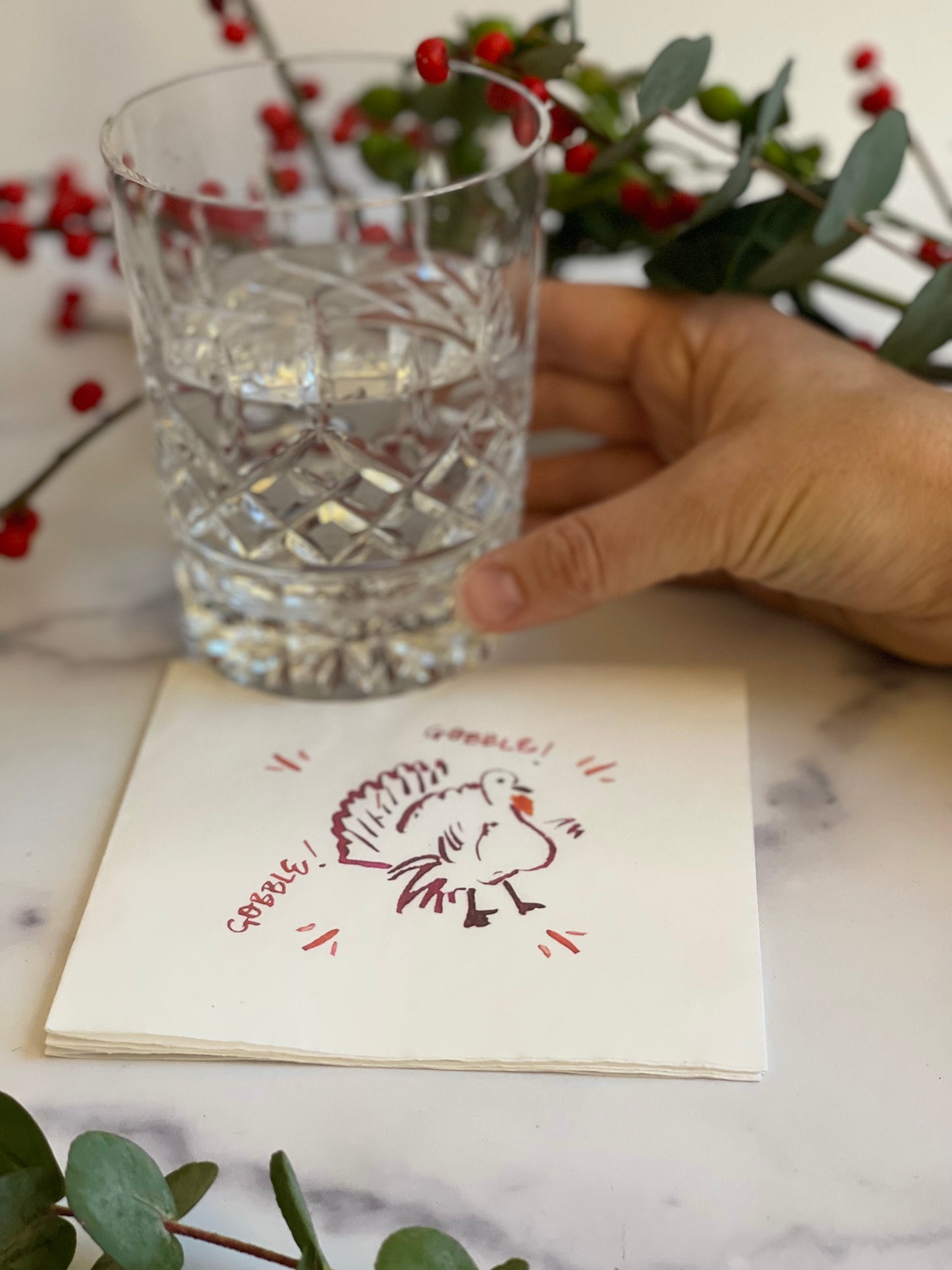 Plum Turkey Paper Cocktail Napkins (S/12)