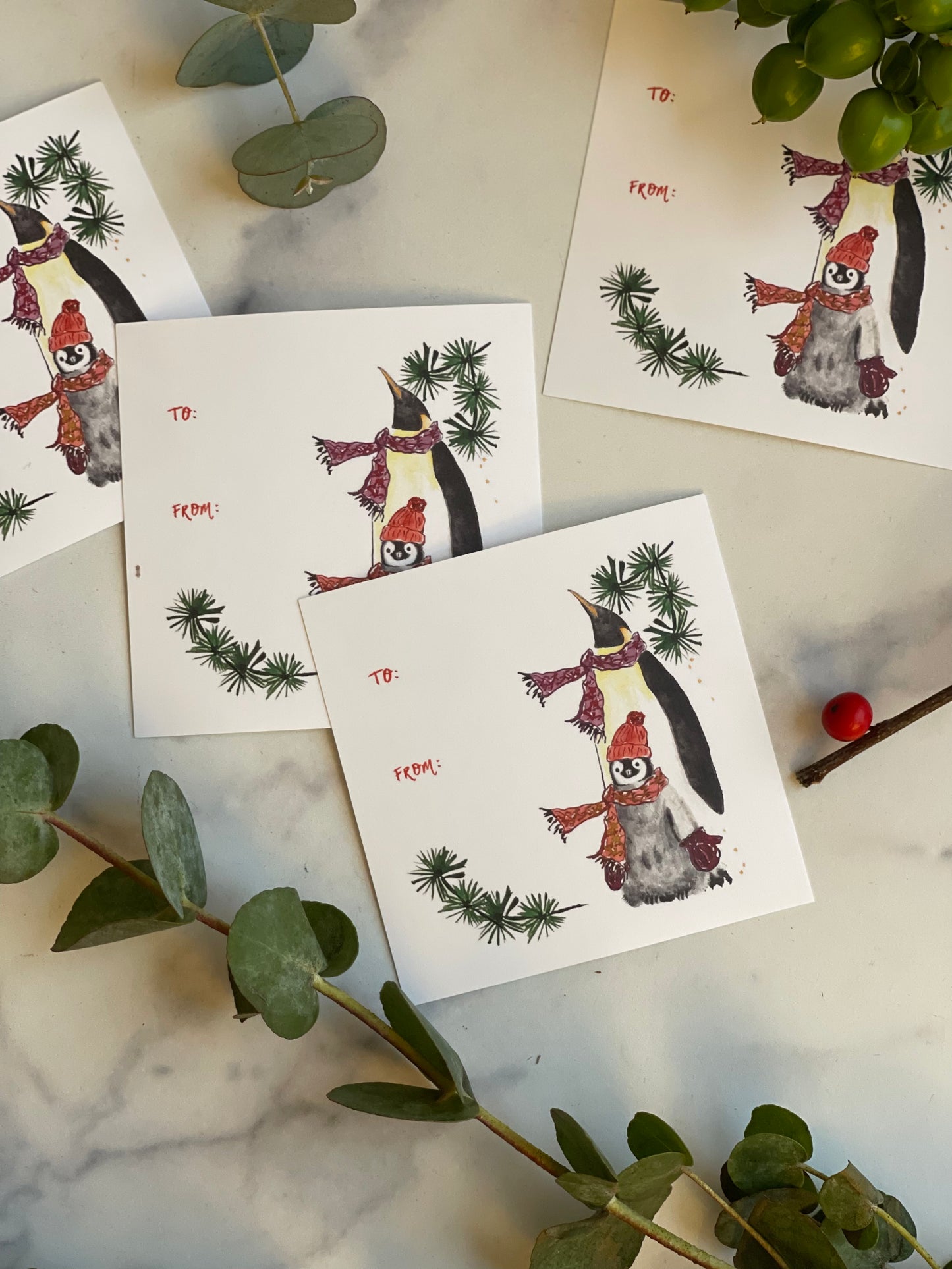 Holiday Penguin Sticker Gift Tag (S/10)