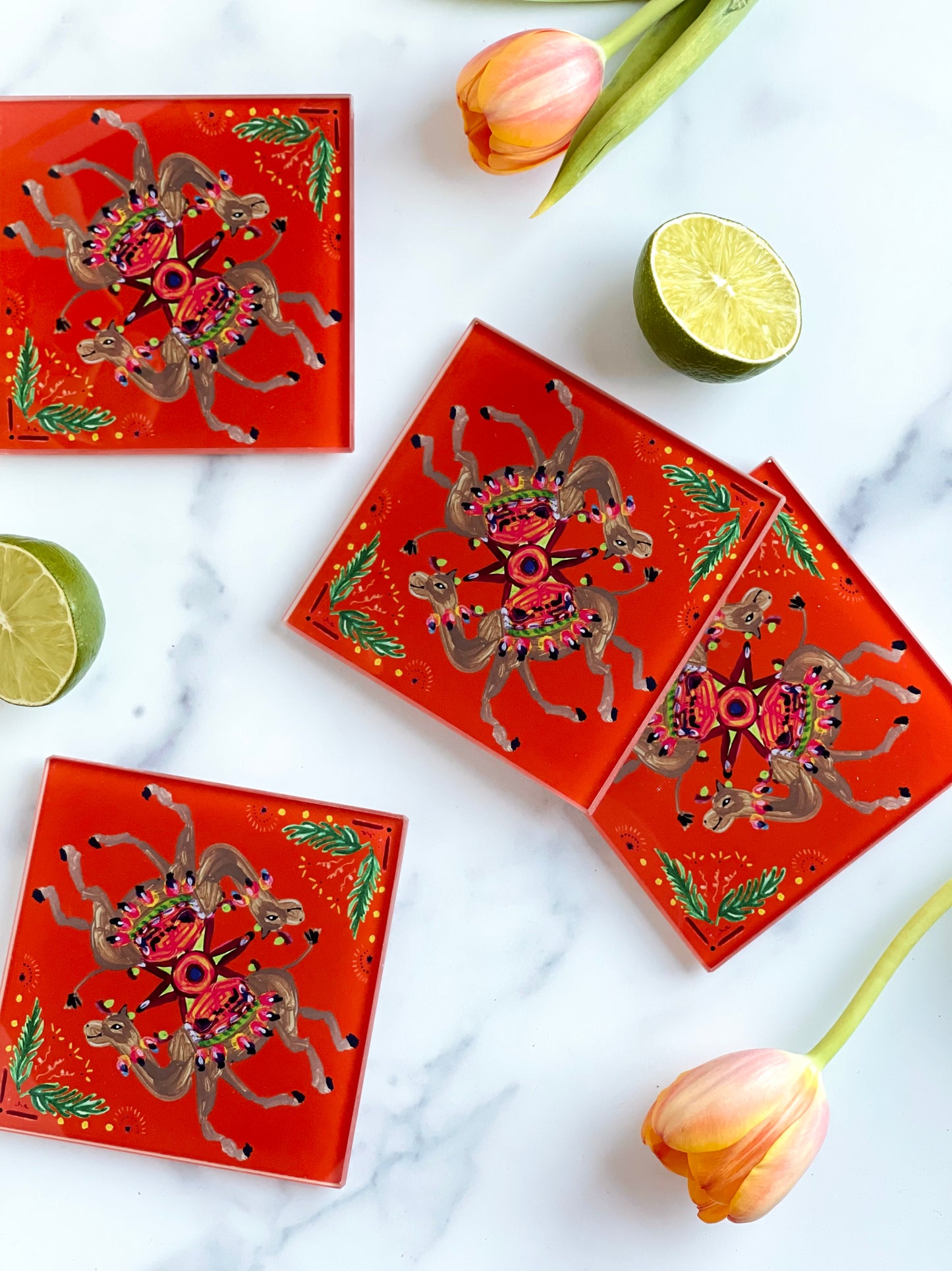 Orange Camel Coaster Set (S/4)