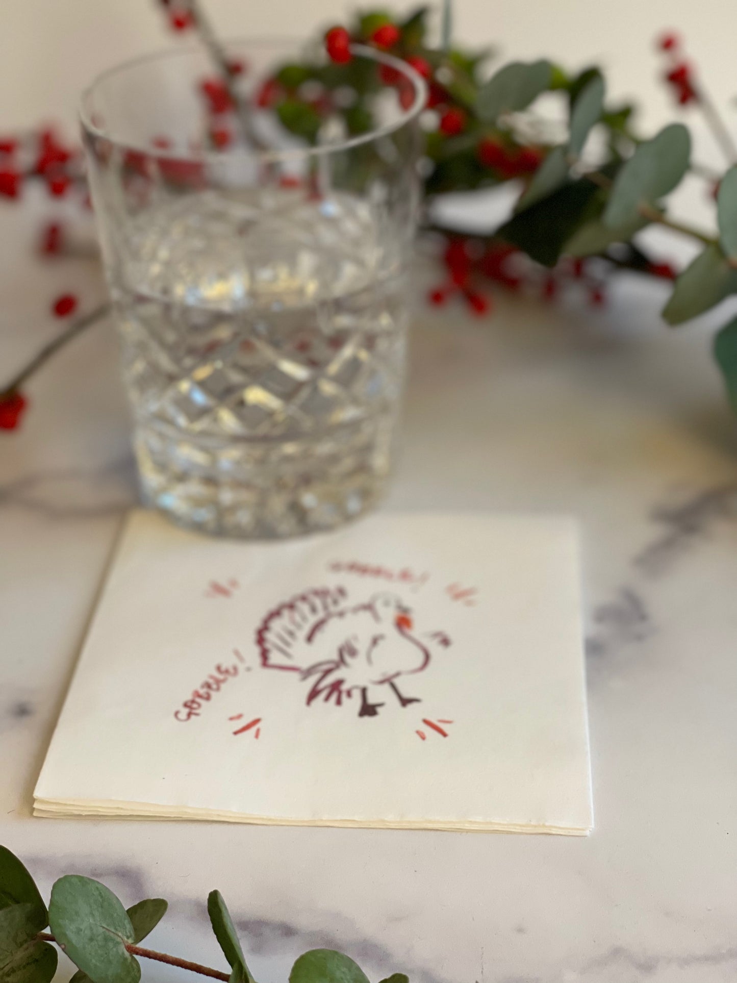 Plum Turkey Paper Cocktail Napkins (S/12)