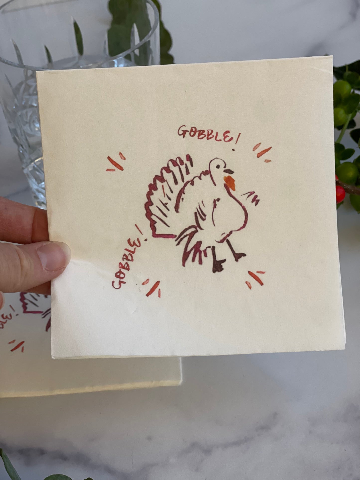 Plum Turkey Paper Cocktail Napkins (S/12)