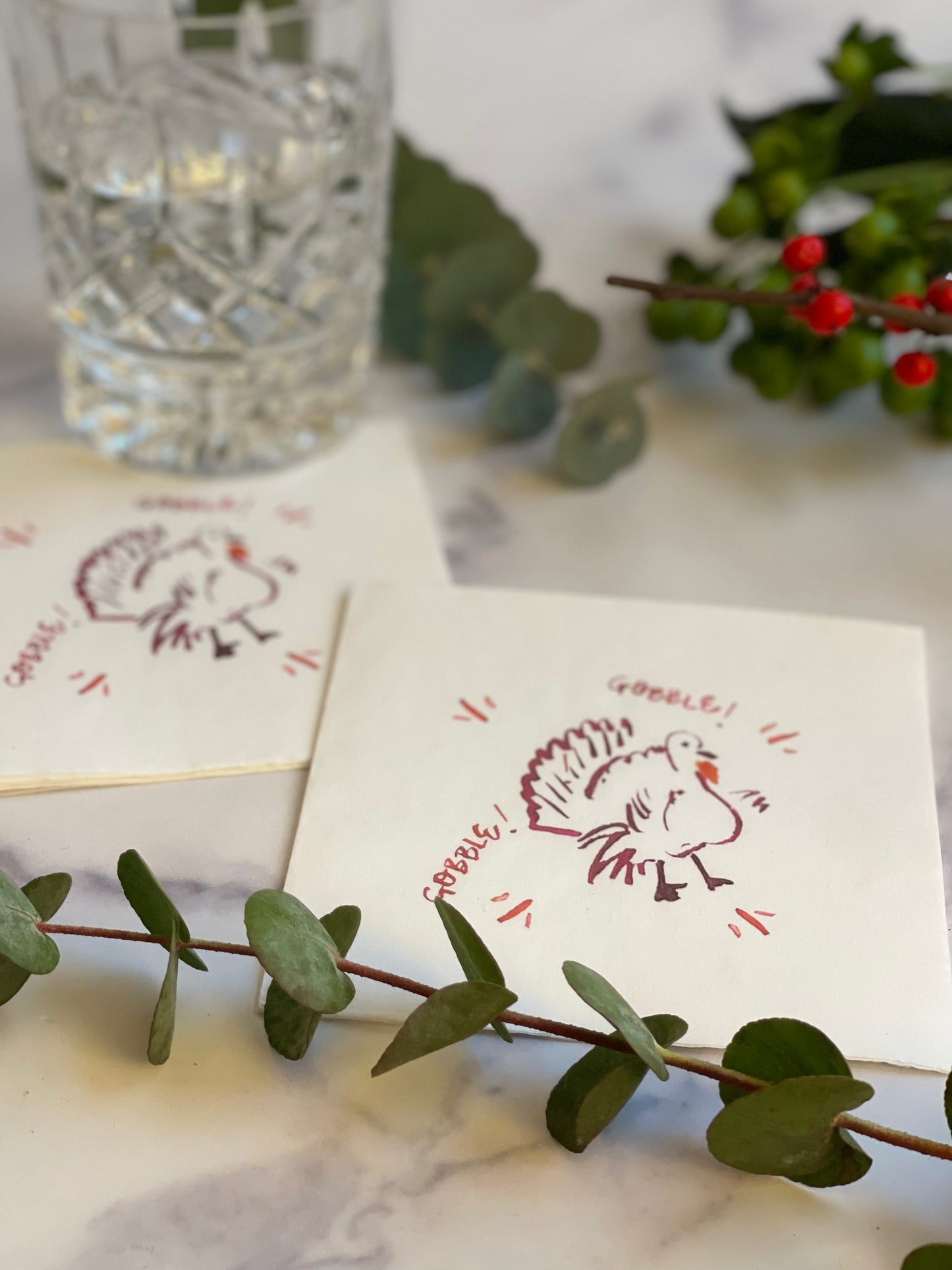 Plum Turkey Paper Cocktail Napkins (S/12)