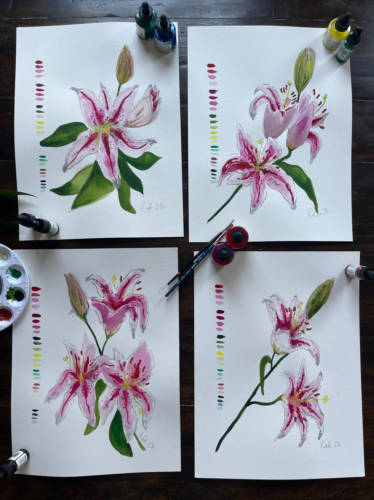 Custom Set of 4 Lily Studies