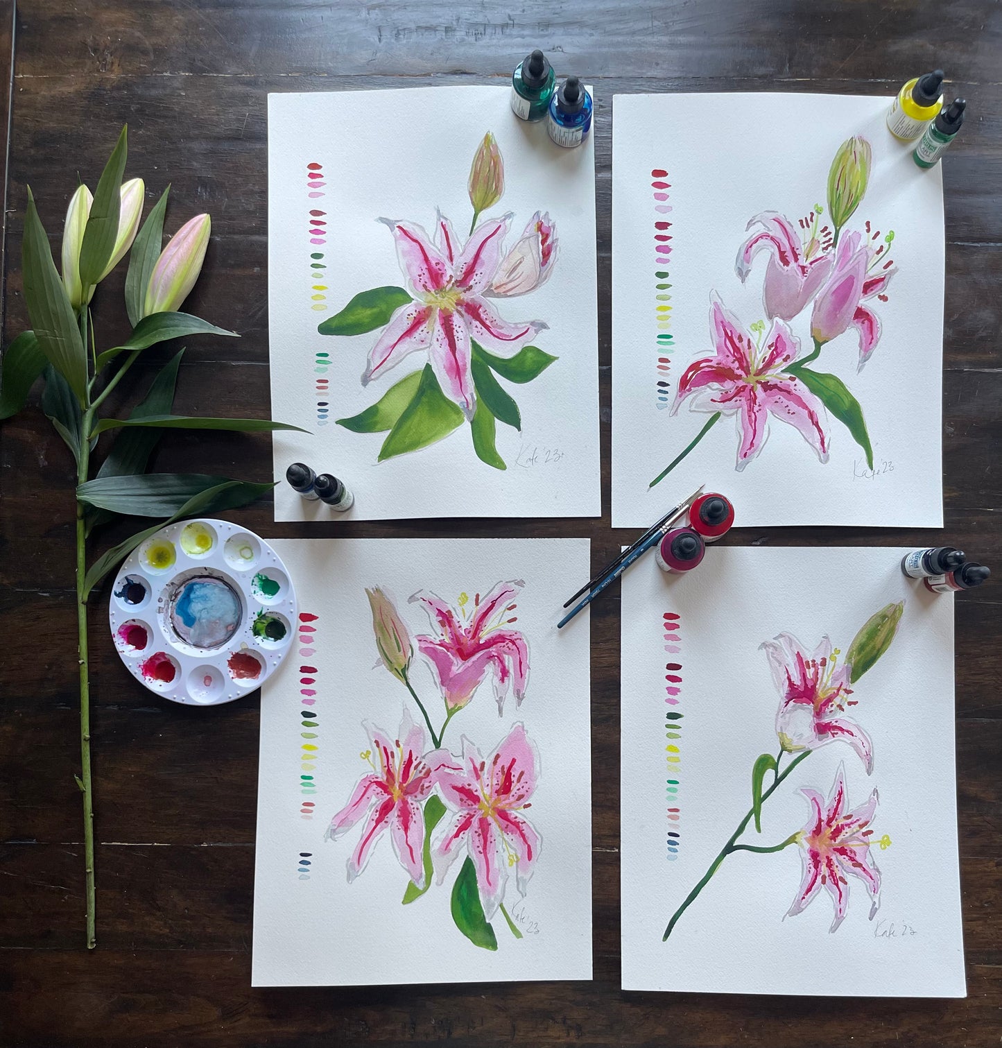 Custom Set of 4 Lily Studies