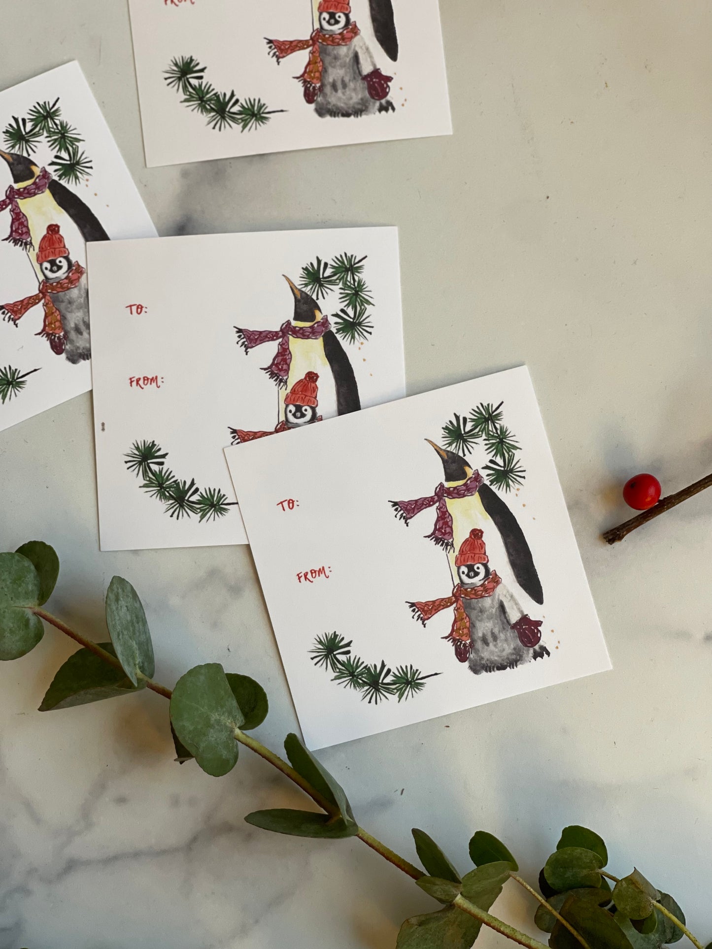 Holiday Penguin Sticker Gift Tag (S/10)