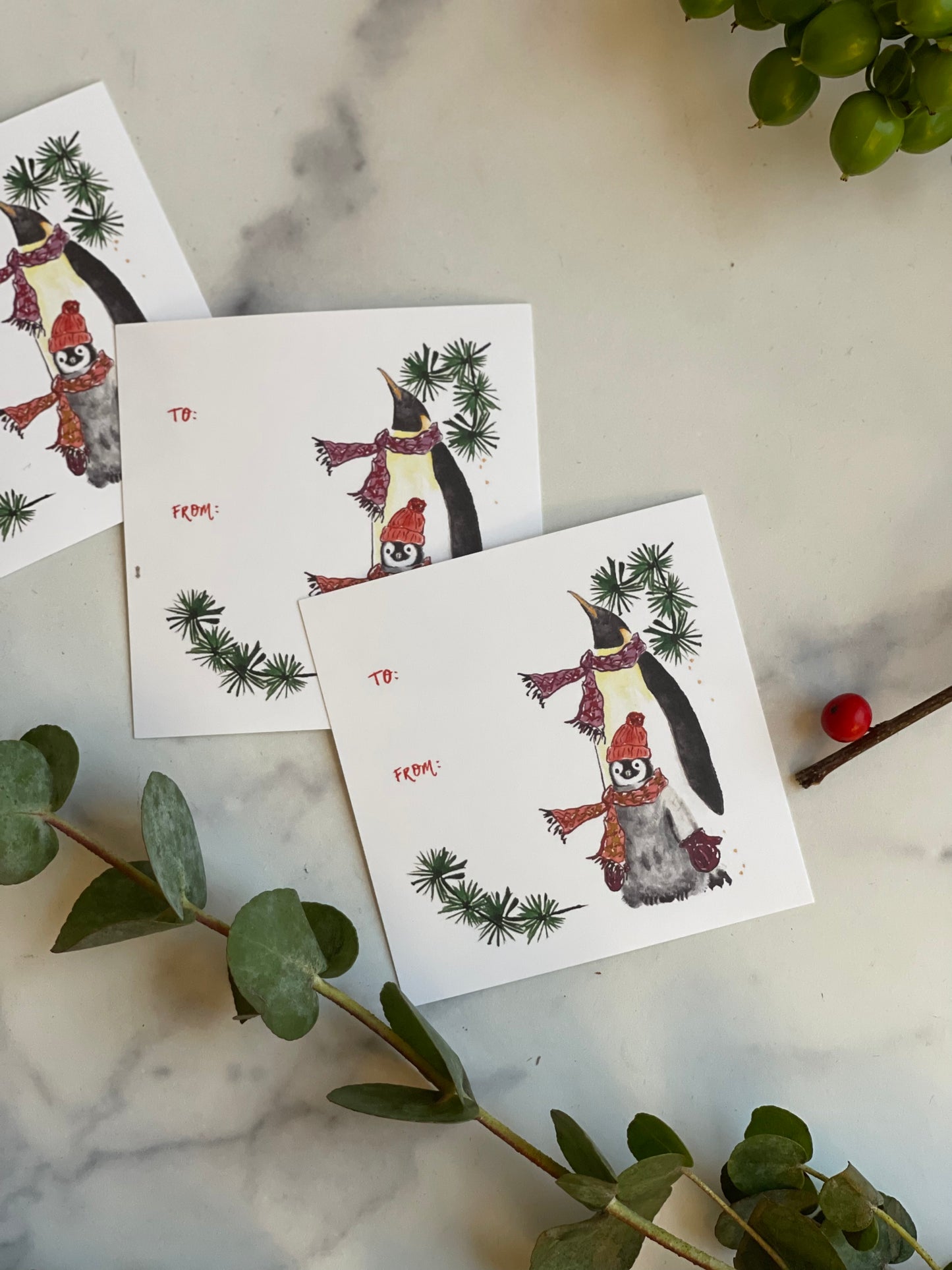 Holiday Penguin Sticker Gift Tag (S/10)