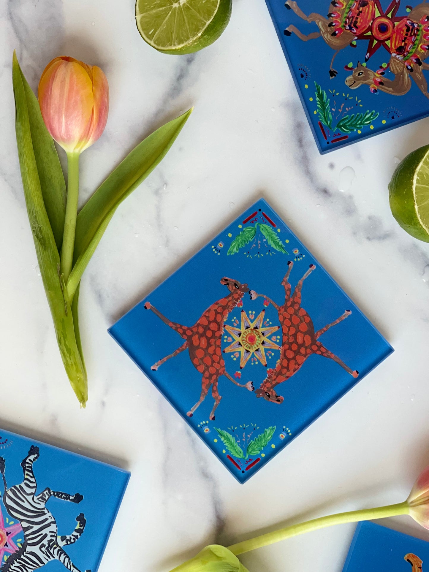 Blue Giraffe Coaster (S/4)