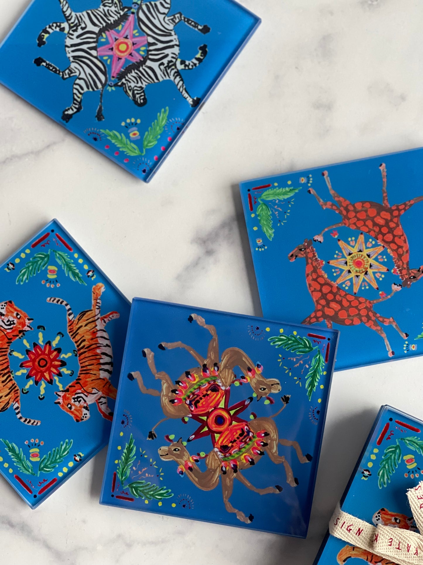 S/4 Blue Animal Coasters (one of each animal)