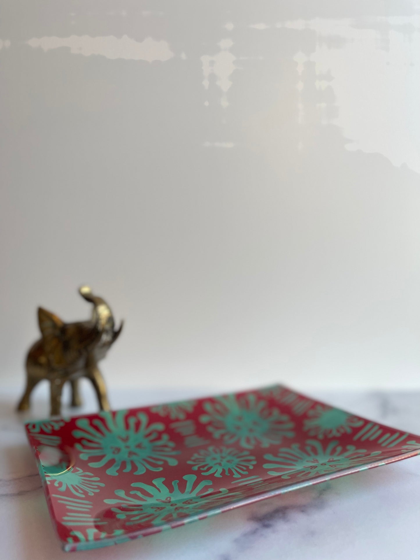 Red/Green Ikat Rectangular Trinket Tray