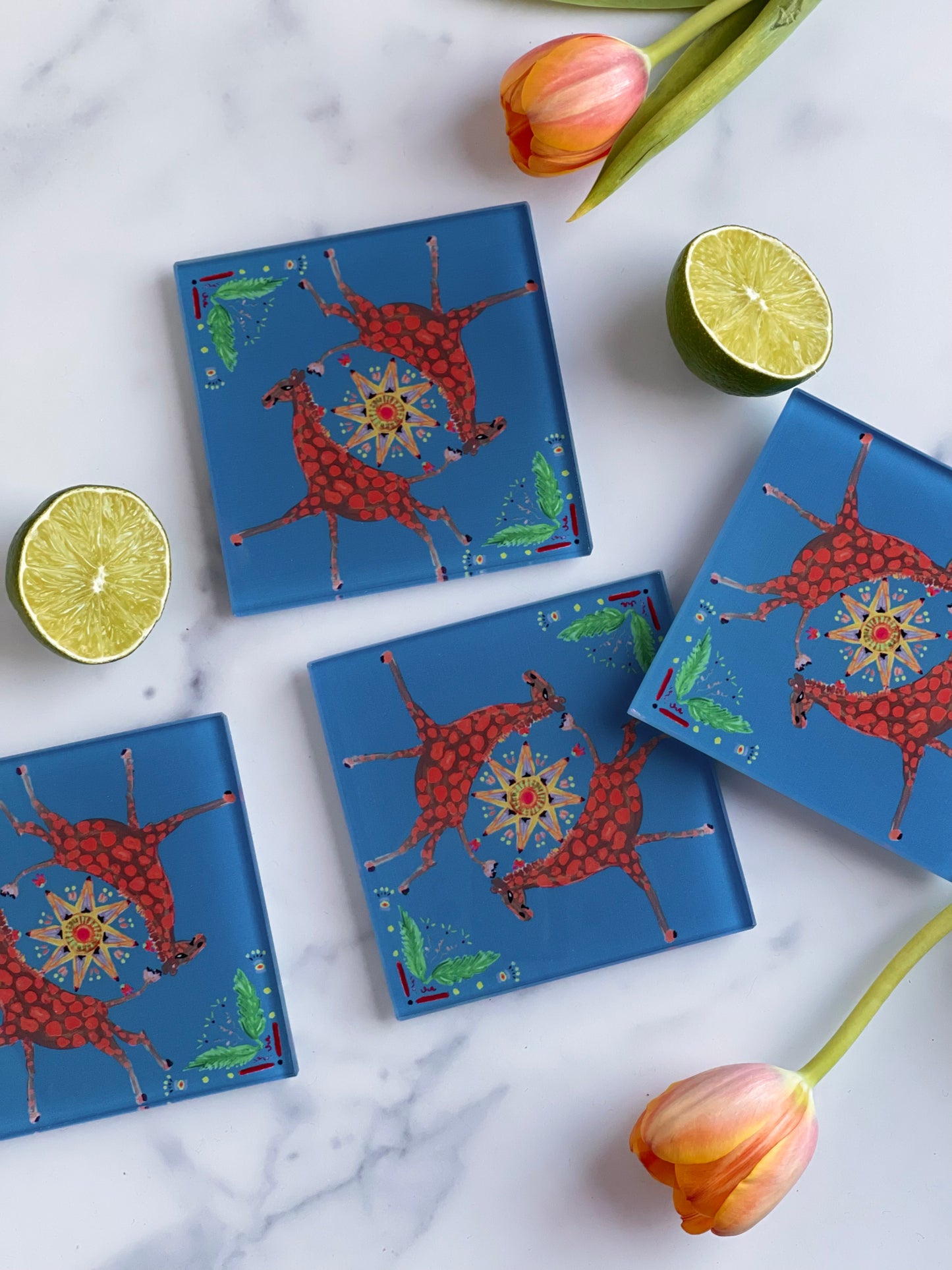 Blue Giraffe Coaster (S/4)