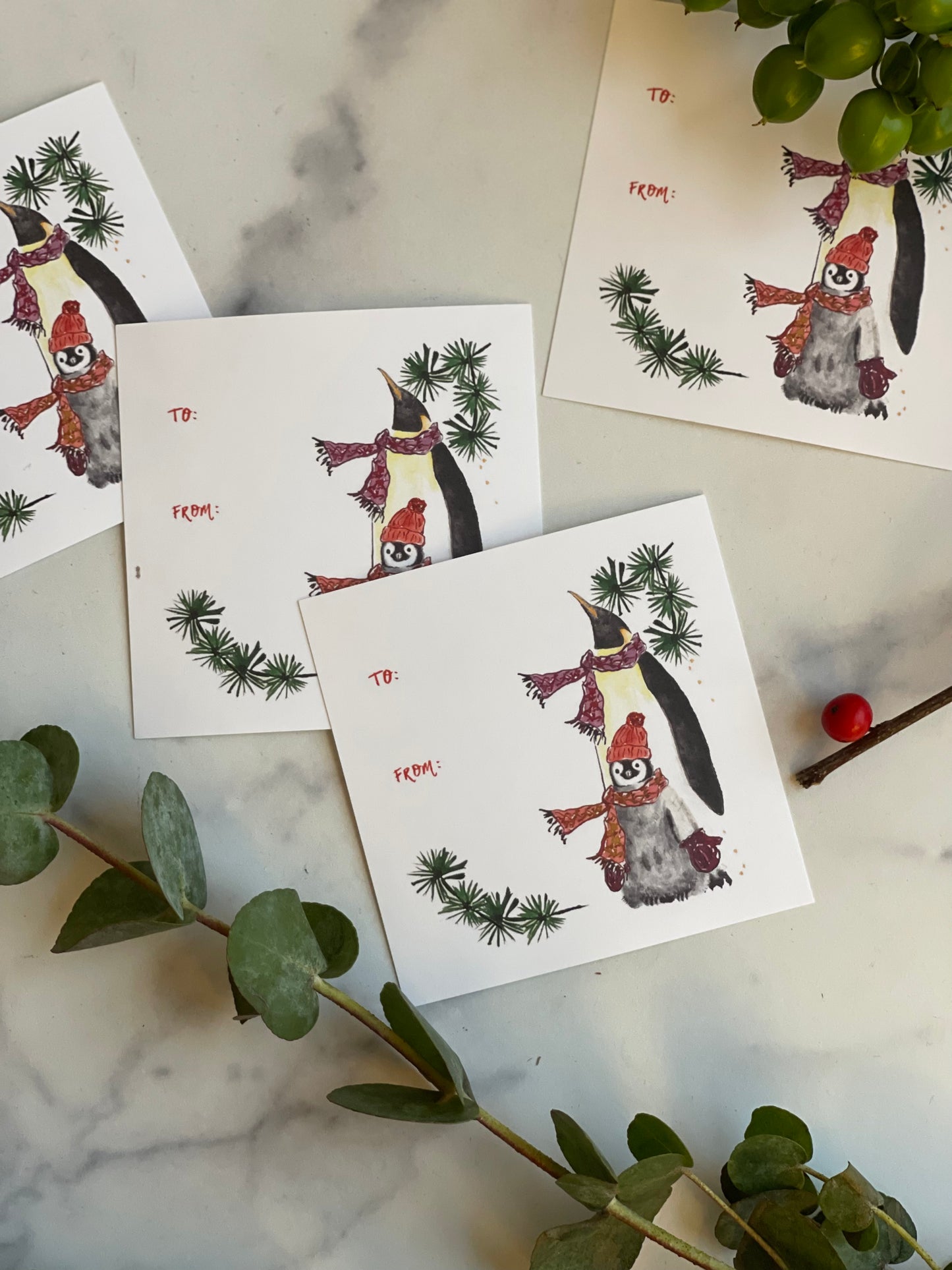 Holiday Penguin Sticker Gift Tag (S/10)